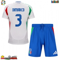 Camisa de Futebol Itália Federico Dimarco #3 Equipamento Secundário Infantil Europeu 2024 Manga Curta (+ Calças curtas)
